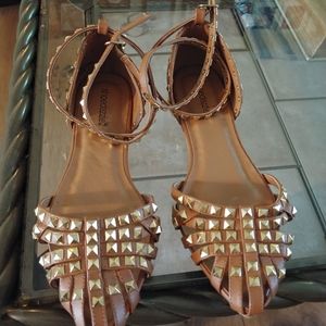 Gold Studded Neutral Closed toe Sand w/Ankle Strap